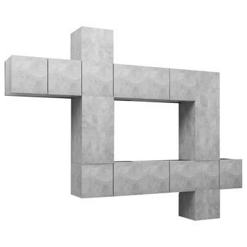 Set De 10 Uds Muebles Tv | Mueble De Salón | Armario Tv Madera Ingeniería Gris Hormigón