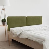 dhome cabecero tapizado liso redondeado tela para pared acusticos cabeceros absorbentes cabezal cama dormitorio verde 160 cm dual