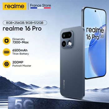 2026 Nuevo realme 16 Pro 5G, versión europea: cámara LumaColor de 200 MP, pantalla AMOLED de 6500 nits, chip Dimensity 7300-Max, NFC