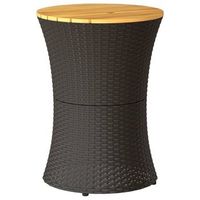 mesa de jardin  mesa de exterior forma de tambor ratan sintetico y madera negro