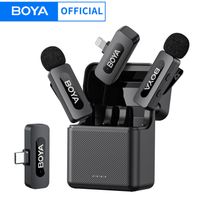 boya by-v3 inalambrico lavalier solapa mirophone microfono recargable con cancelacion de ruido para iphone android camara transmision en vivo vlogging