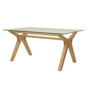 Mesa de comedor de madera maciza y cristal 160cm
