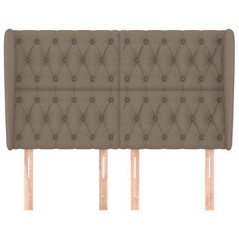 Cabecero Cama Mueble De Dormitorio Con Orejas De Tela 163 X 23 X 118/128 Cm Gris Topo M02_0003437