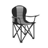 silla de camping plegable con portabotellas negro  gris
