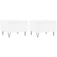 conjunto de 2 mesas de centro con cajon 50 x 46 x 35 cm madera de ingenieria blanca y metal dec040305