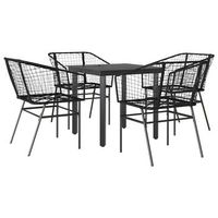 juego de comedor jardin 5 uds ratan sintetico vidrio negro cfw329101