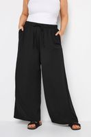 yours pantalones anchos negros con tejido textura mujer curvy y tallas grandes yours