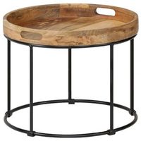 mesa de centro de madera maciza de mango y acero 50x40 cm vidaxl