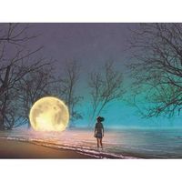 fotomural vinilo paseo por la playa luna 350 x 250 cm