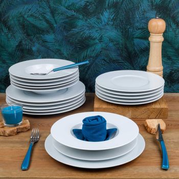 Vajilla de 18 piezas porcelana blanco