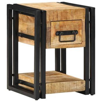 Mesita De Noche 2 Uds - Mueble Para Dormitorio - Madera De Mango Y Acero - Marrón (30x30x40cm)