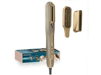 Plancha Secador - Cecotec AirLisse 2in1 ForceDry Champagne, Motor Brushless, Función Plasma, Cabezales imantados, Cerámica con queratina, Champagne