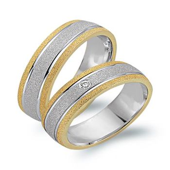 Alianzas 8 quilates oro blanco amarillo con diamante