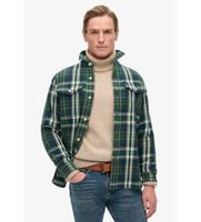 superdry para hombre m4010865a camisa gruesa de cuadros merchant store verde m casual algodon manga larga