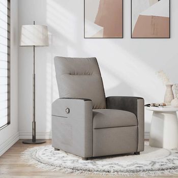 Sillón De Salón | Silla | Silló Reclinable De Tela Gris Taupe Cfw855635