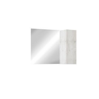 Espejo De Diseño Con Almacenamiento, 110x75 Cm, Colección Isora, Color Blanco Efecto Madera