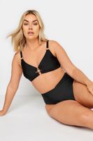 yours top de bikini negro con anillas doradas