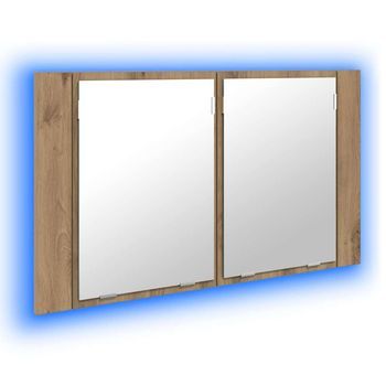 Armario Con Espejo De Baño | Mueble De Baño Roble Artesanal 80 X 12 X 45 Cm