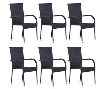Sillas de jardin apilables 6 unidades ratán sintético negro
