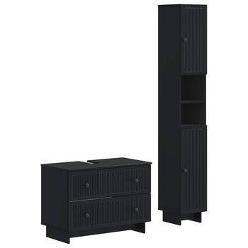 Juego De Gabinete De Baño De 2 Piezas Ede Negro Vidaxl
