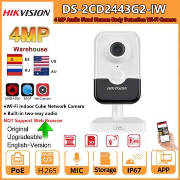 Cámara IP Hikvision de 4MP DS-2CD2443G2-IW inalámbrica para interiores detección de cuerpo humano IR WiFi cámara de red PoE Audio bidireccional ranura para tarjeta SD
