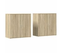 aparador - muebles de almacenamiento 2 uds madera de ingenieria roble sonoma 79x38x80 cm es5233