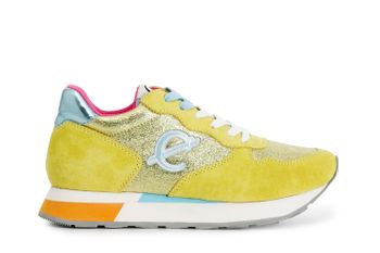 zapatillas deportivas de piel de ante y glitter yellow