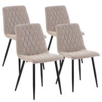 pack 4 sillas tapizadas en tela color beige