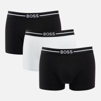 boss bodywear mens organic cotton 3-pack trunks - black - s
