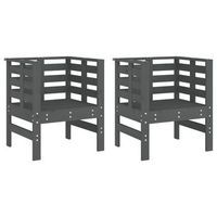 pack 2 uds sillas de jardin  silla de exterior  sillon madera maciza pino gris 615x53x71 cm