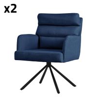 2x sillas de comedor giratoria azul oscuro tapizado respaldo extraible