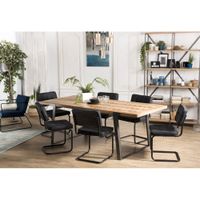 mesa de comedor de abeto y metal de 220 cm