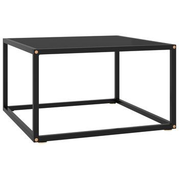 Mesa De Centro Negra Con Vidrio Negro 60x60x35 Cm Vidaxl