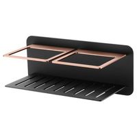 portasapone frontale in acciaio e ottone nero e oro rosa design moderno