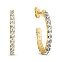 pendientes de aro de mujer con tachuelas de circonita en oro 9k