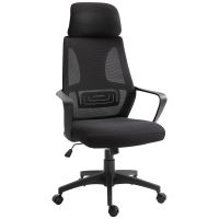 vinsetto silla ergonomica oficina ajustable con reposabrazos y reposacabezas funcion basculante carga 120 kg 64x55x116-126 cm negro   aosom espana
