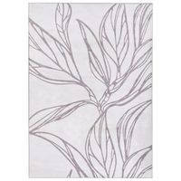 alfombra minimalista 140 x 200 cm de tela motivo hojas sala de estar dormitorio apto para calefaccion por suelo radiante base antideslizante pelo corto beige claro erzurum