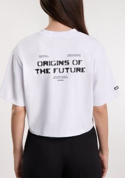 Camiseta de Manga Corta Mujer - D.Franklin - Origins Cropped T-Shirt White / Black - Talla - Color White