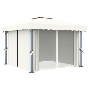 3 X 3 M  Poste De Aluminio Y Tubo De Soporte De Acero - Crema