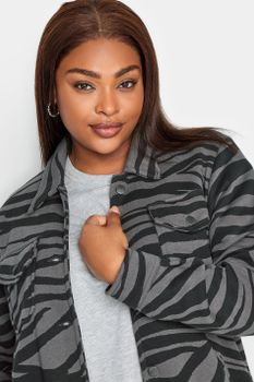 Yours Sobrecamisa Gris Estampado Cebra, Mujer Curvy Y Tallas Grandes, Yours