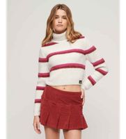 superdry para mujer w6110536a jersey corto de cuello vuelto de rayas blanco s casual acrilico