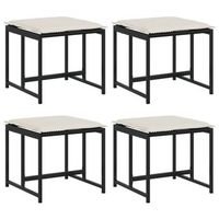 4 uds taburetes de jardin  otomana de jardin  reposapies de jardin con cojines ratan sintetico negro