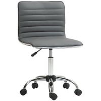 homcom silla de escritorio sin brazos giratoria con altura ajustable silla para estudio tapizada en pu carga 120 kg gris oscuro