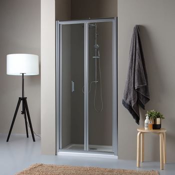 Puerta De Ducha De Nicho De 95 Cm, Con 2 Hojas De Cristal Templado Transparente De 5 Mm De Apertura Abatible | Soffio