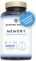 n2 natural nutrition memoria ginkgo biloba nootropico 60 capsulas veganas