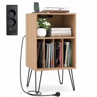costway soporte para tocadiscos soporte para giradiscos con estacion de carga soporte para vinilos con compartimentos mesa almacenamiento natural