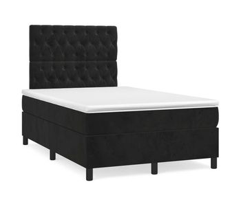 Cama box spring con colchón terciopelo negro 120x200 cm diseño de botones