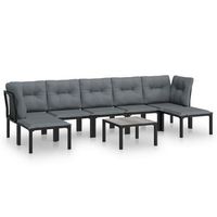 conjunto de muebles de jardin 8 uds  mesa y sillas ratan sintetico negro y gris