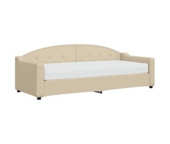 Sofá cama - sofá convertible con colchón tela crema 80x200 cm