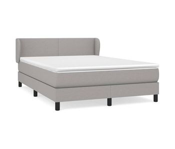 Cama box spring con colchón tela gris claro 140x190 cm diseño plano